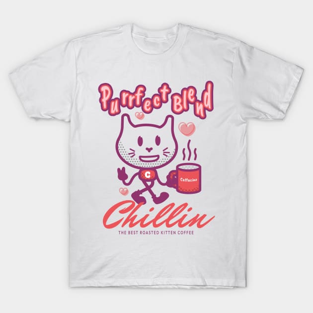 cute cat purrfect blend coffee T-Shirt by Matadesain merch